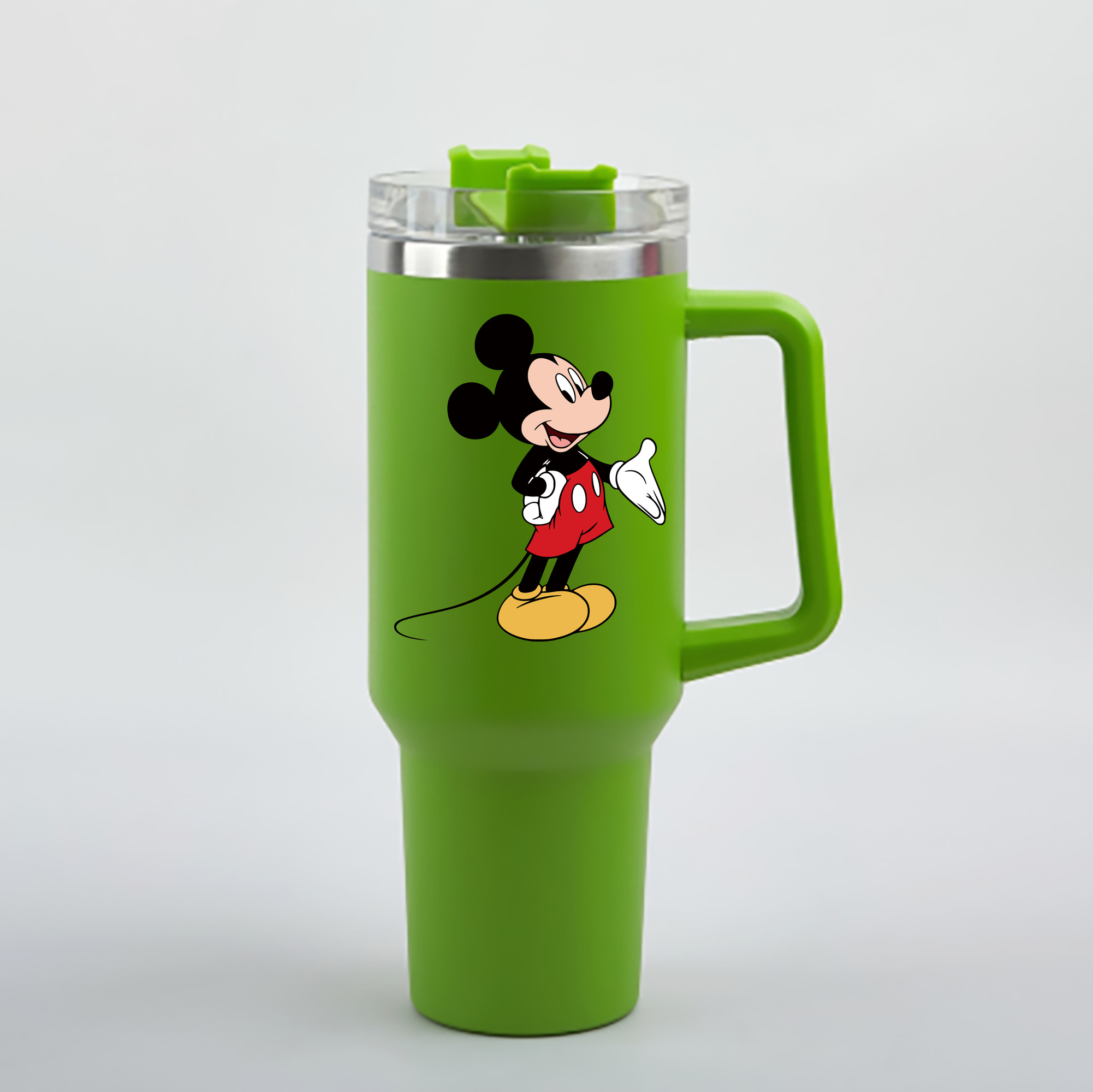 （画像用） ミッキーマウス Mickey Mouse 1200mL車用タンブラー - クリスタルステッカー（プラスチックストロー付き）